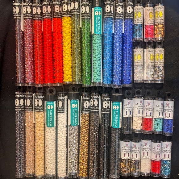 Superduo Other - Superduo & Gemduo Czech Glass & Miyuki 1/4 & 1/2 Tila Beads 38 Tubes